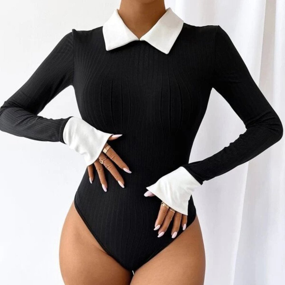Black and White Long SleeveBodysuit